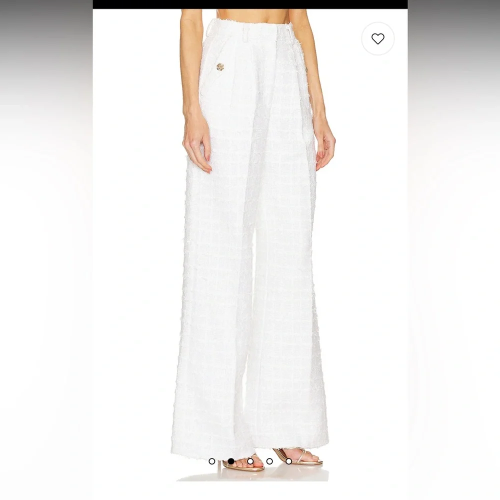Amanda Uprichard Jane Pants in Kerrigan White Tweed Wide Leg Pants - Picture 2 of 12